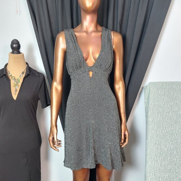 Gray Metallic Mini Dress by Fee People , Sz M - Picture 1 of 14